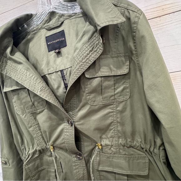 Weatherproof drawstring/ cinched waist army green utility jacket ❤️ - Picture 4 of 7